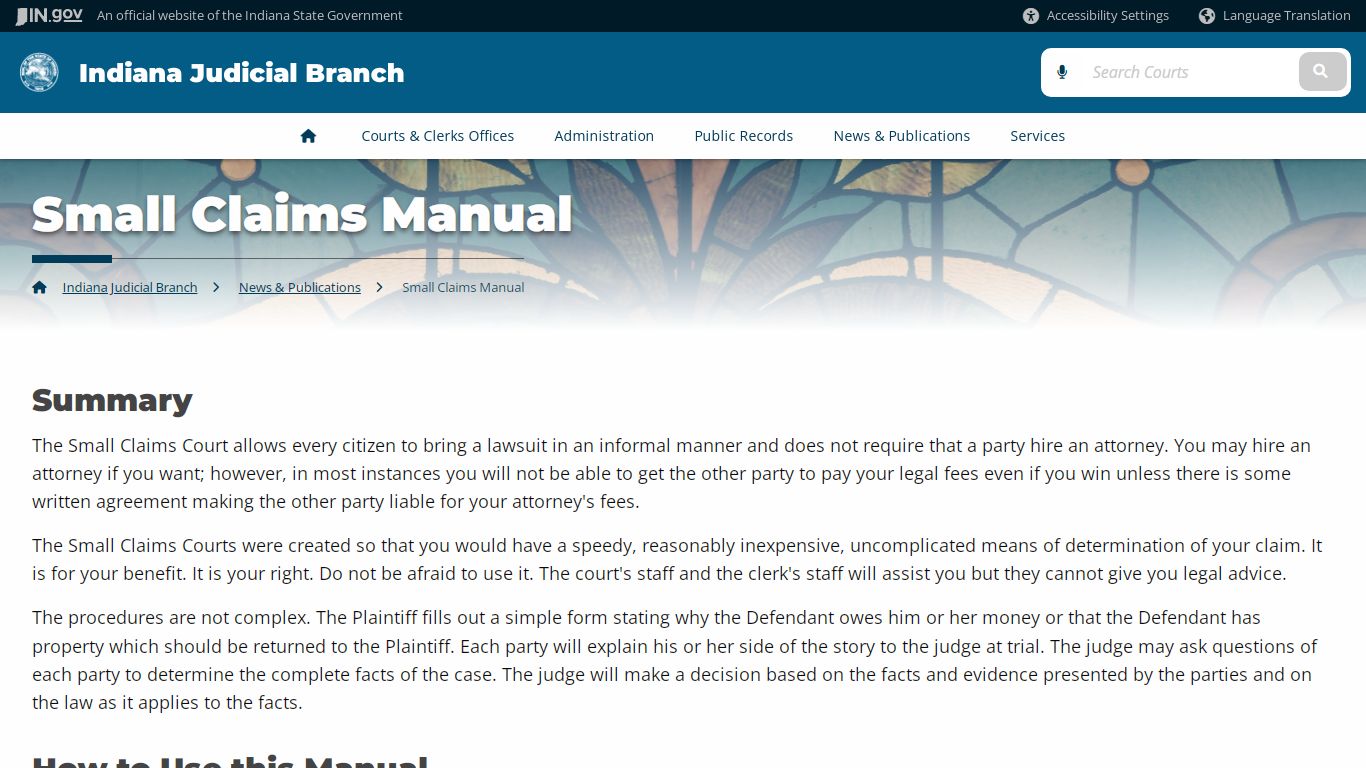 Small Claims Manual - Indiana Judicial Branch