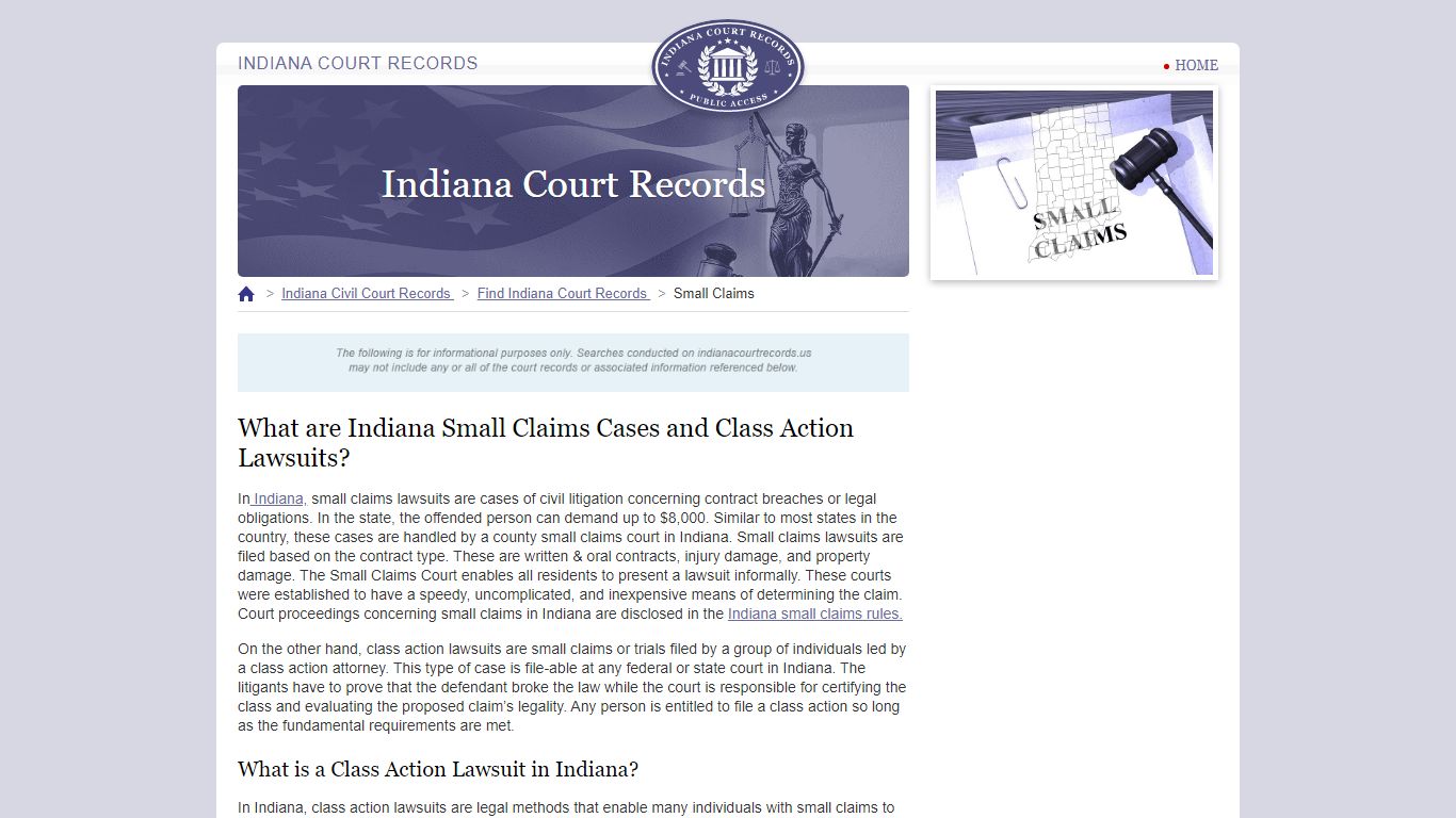 What are Indiana Small Claims Cases and Class Action Lawsuits?